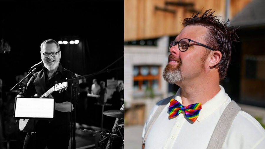 Jean-Marc mit Gitarre und
Dichter Andreas Rubin